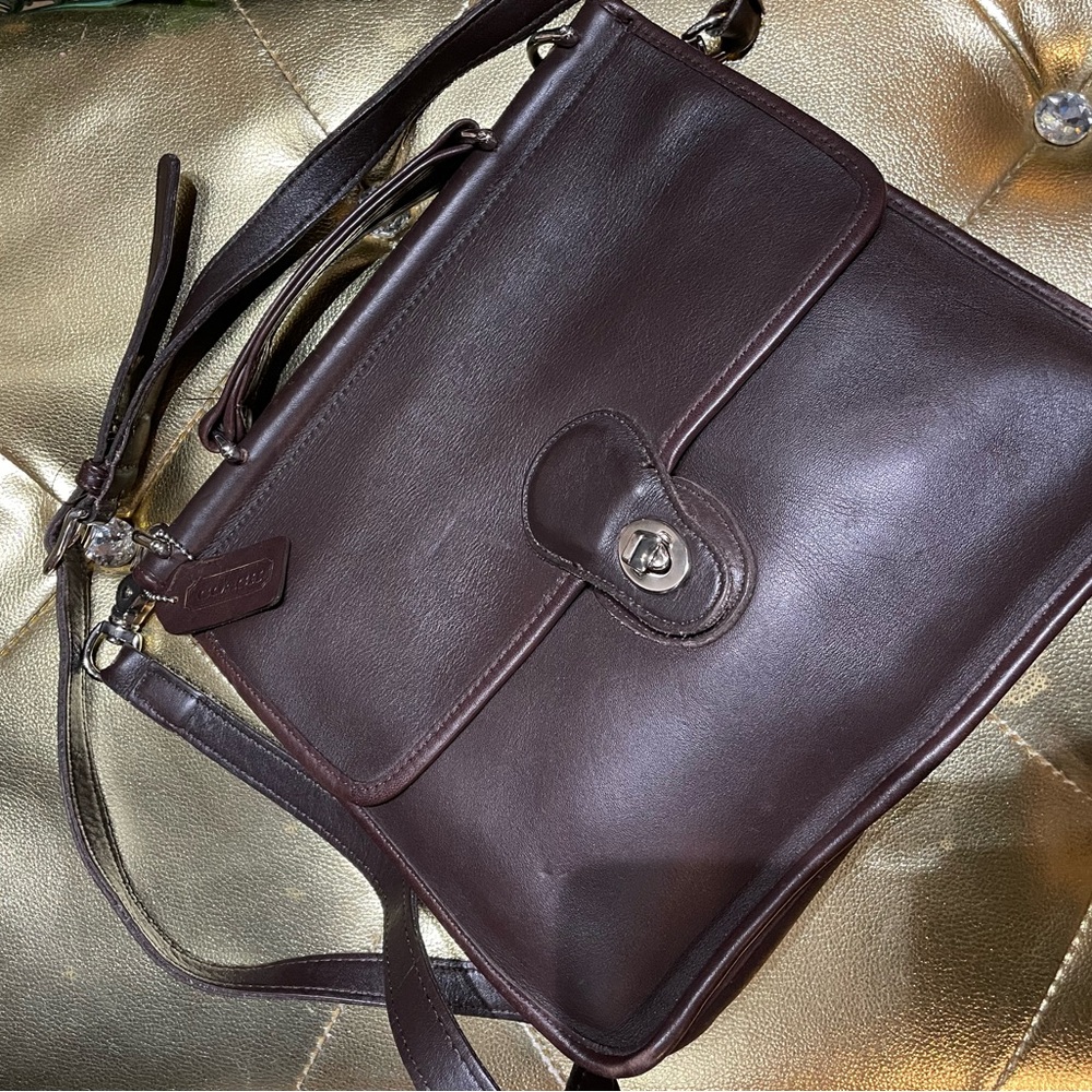Classic Brown Leather COACH Willis 9927 Turnlock Women's Satchel and Dust Bag - Picture 6 of 11